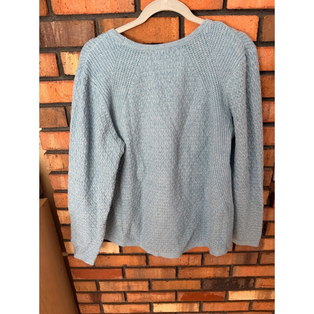 J. Jill Womens Light Blue Textured Knit Button Side Pullover Sweater Medium - Picture 2 of 4